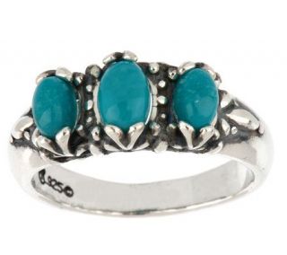 Sterling Sleeping Beauty Turquoise 3 Stone Band Ring —