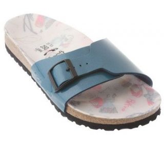 Birkis Patent Single Band Comfort Slides w/Printed Liner —