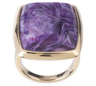 Bold Faceted Charoite Ring 14K Gold —