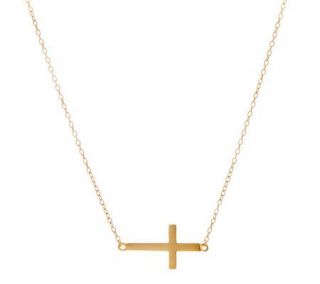 Sterling 18 Polished Horizontal Cross Necklace —
