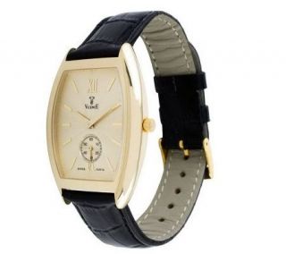 Vicence Mens Polished Cushion Case Watch, 14K —