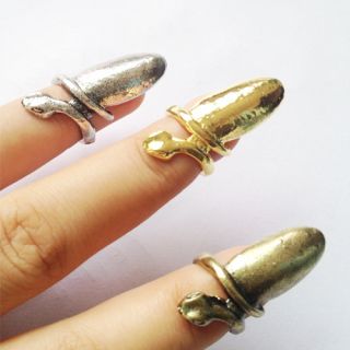 Color Girl Punk Cool Finger Nail Snake Design Ring Alloy Ring O