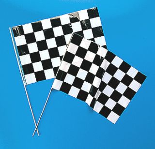  CHECKERED FLAGS ON WOODEN STICKS NEW LOT NASCAR CAR RACING PARTY DECOR