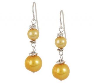 Honora Cultured FreshwaterPearl Ringed Blossom Sterling Drop Earrings 