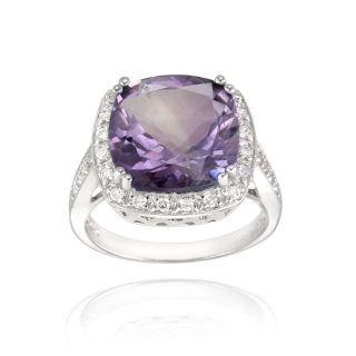 925 Silver 6 05ct Amethyst CZ Square Cocktail Ring