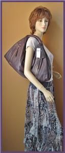 bcbg maxazria e w purple leather hobo shoulder bag nwt