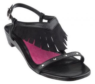 Gretta Snake Embossed Fringe Detail Slingback Sandals —