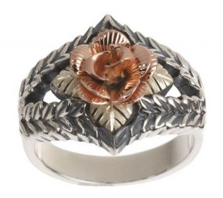 Black Hills Oxidized Dakota Rose Ring Sterling/12K —