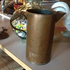 antique big copper primitive kettle watering can jug pot pitcher