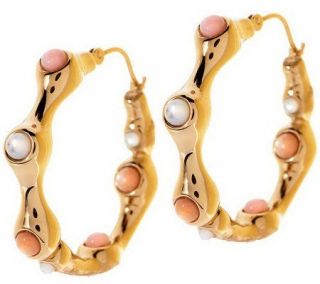Multi gemstone Inside/Outside Hoop Earrings 14K Gold —