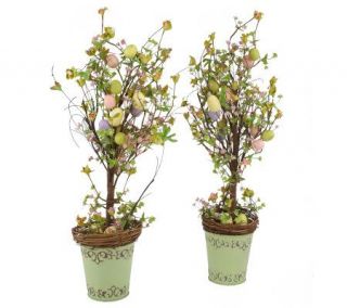 Set of Two Egg &Wildflower 24 inch Trees by Valerie —