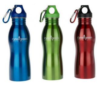 CynerGreen Set of 3 20 oz. Stainless Steel Water Canteens —