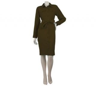 Linea by Louis DellOlio Shirt Dress with Self Belt —