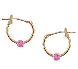 Disney Princess Pink Diamonique Hoop Earrings,14K Gold —