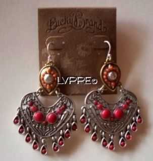 Lucky Brand Multi Hinged Chandelier Earrings Coral