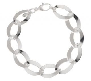 Sterling 7 1/4 Polished Oval Solid Wave Link Bracelet, 16.7g