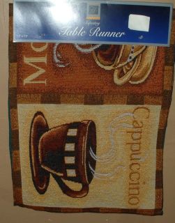 Coffee Tapestry Table Runner Java Fabric Scarf Mocha