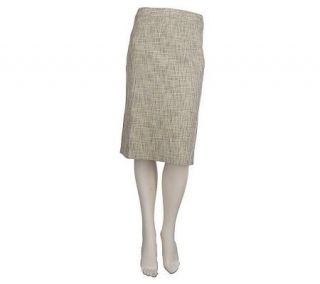 Dialogue Textured Cotton/Linen Pencil Skirt —
