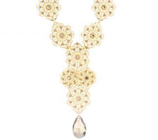 LK by Leetal Kalmanson Filigree Disc & Crystal 18 Adj. Necklace