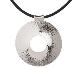 Sterling Bold Round Pendant on 18 Cord w/MagneticClasp —