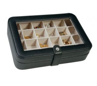 Mele Faux Leather Crystal Jewelry Box with 24 Sections —