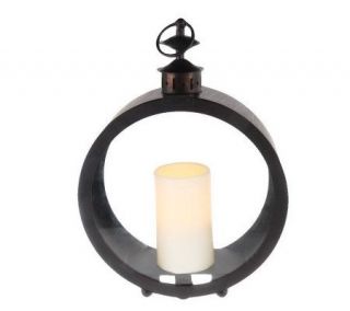 HomeReflections Circular Shape FlamelessCandle Lantern with Dual Timer 