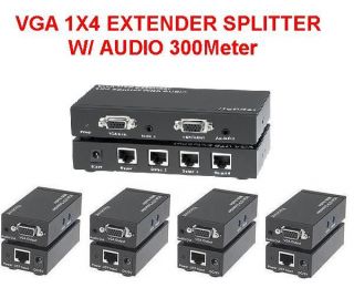 PC Audio Video VGA 1x4 Cat 5 6 Splitter Extender Sender