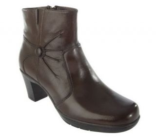 ClarksBendables Leather Side Zip Ankle Boots w/Button Detail