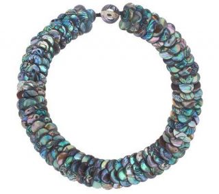 Triple Strand Abalone Woven Design 20 Necklace —