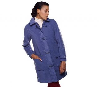 Denim & Co. Microfleece Fully Lined Toggle Coat w/ Removable Hood 