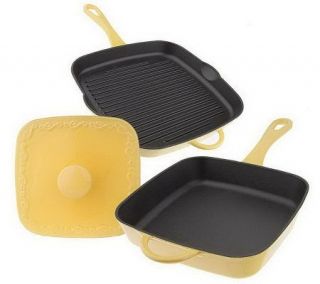 As Is Techniq ueEnamelCastIro n2pc.SquareFry& Grill Panw/Pres