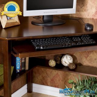 Espresso Corner Computer Desk Home Office Study Keyboard Tray