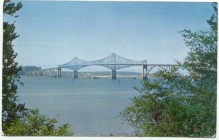 coos bay bridge north bend or oregon c1950s postcard mailed in 1959 we