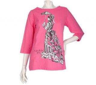 Bob Mackies Walk in the Park 3/4 Sleeve Knit Top —