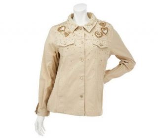 Quacker Factory Golden Beaded Jacket —