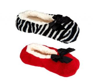 Passione Set of 2 Plush Slippers w/ Slip Resistant Bottoms —