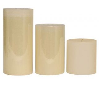 Set of 3 Graduated Ivory 4 Diameter Pillar Candles by Valerie