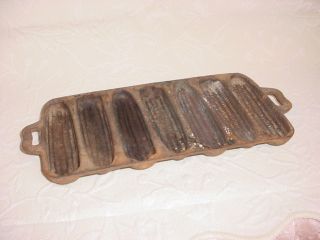 Antique Metal Cornbread Corn Bread Mold Pan Detailed Cast Iron Metal