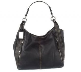 Tignanello Glove Leather Slouchy Hobo Bag with Stitch Detail