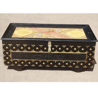 Sierra Solid Wood Hand Carved Coffee Table Storage Trunk Chest Box
