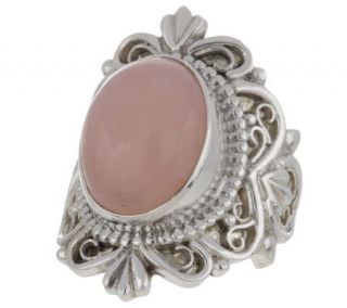 Artisan Crafted Sterling Bold Oval Pink Opal Ring —