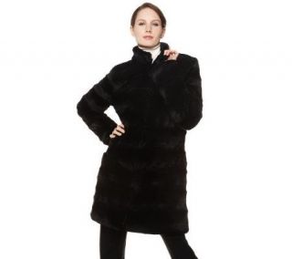 Dennis Basso Stand Collar Faux Fur Coat with Front Pockets   A220235