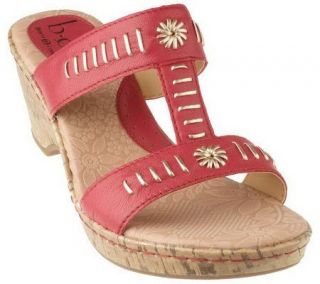 by Born Naiomi Leather Metalli T Strap Wedge Sandals — 