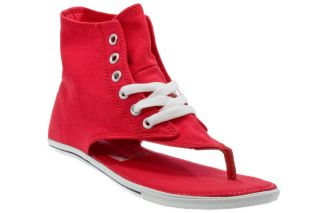 Converse Ct as Thong Women Red Canvas High Top Sandals