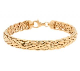 High Polished Domed Wheat Bracelet 14K Gold, 6.6g —