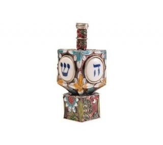 Copa Judaica Ornate Floral Cloisonne Dreidel —