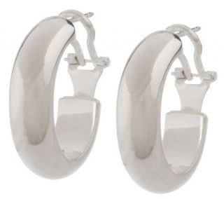 UltraFineSilver 1 Polished Oval Omega Back Hoop Earrings —