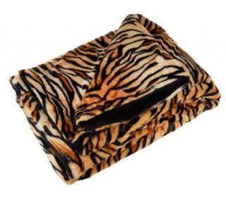 Northpoint Sheared Faux Fur Jungle Animal Print Blanket   H198037