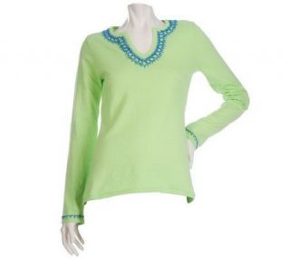 Lilly & Van Long Sleeve Sweater with Beading Detail —