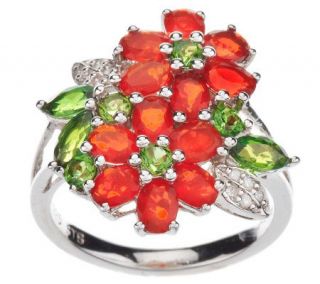 85 ct tw Fire Opal & Chrome Diopside Sterling Ring —